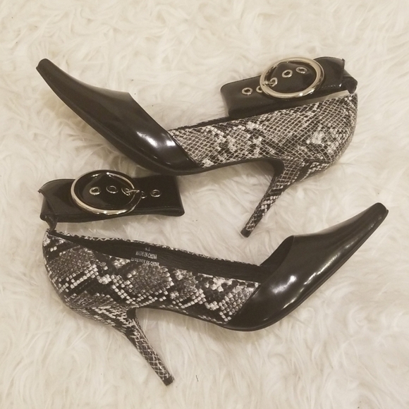 💕JEFFREY CAMPBELL💕 Leche Pointed Toe Snakeskin Ankle Strap Stiletto Heels 8.5 - Picture 5 of 8